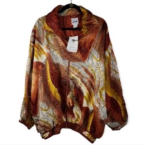 NWT Vintage Mira Max Full Zip Windbreaker Jacket Women's XL Animal Print